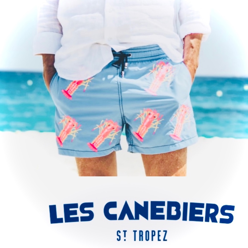 LES CANEBIERS | XS/S | All Over Lobster Light Blue Men’s Swimtrunks Boardshorts